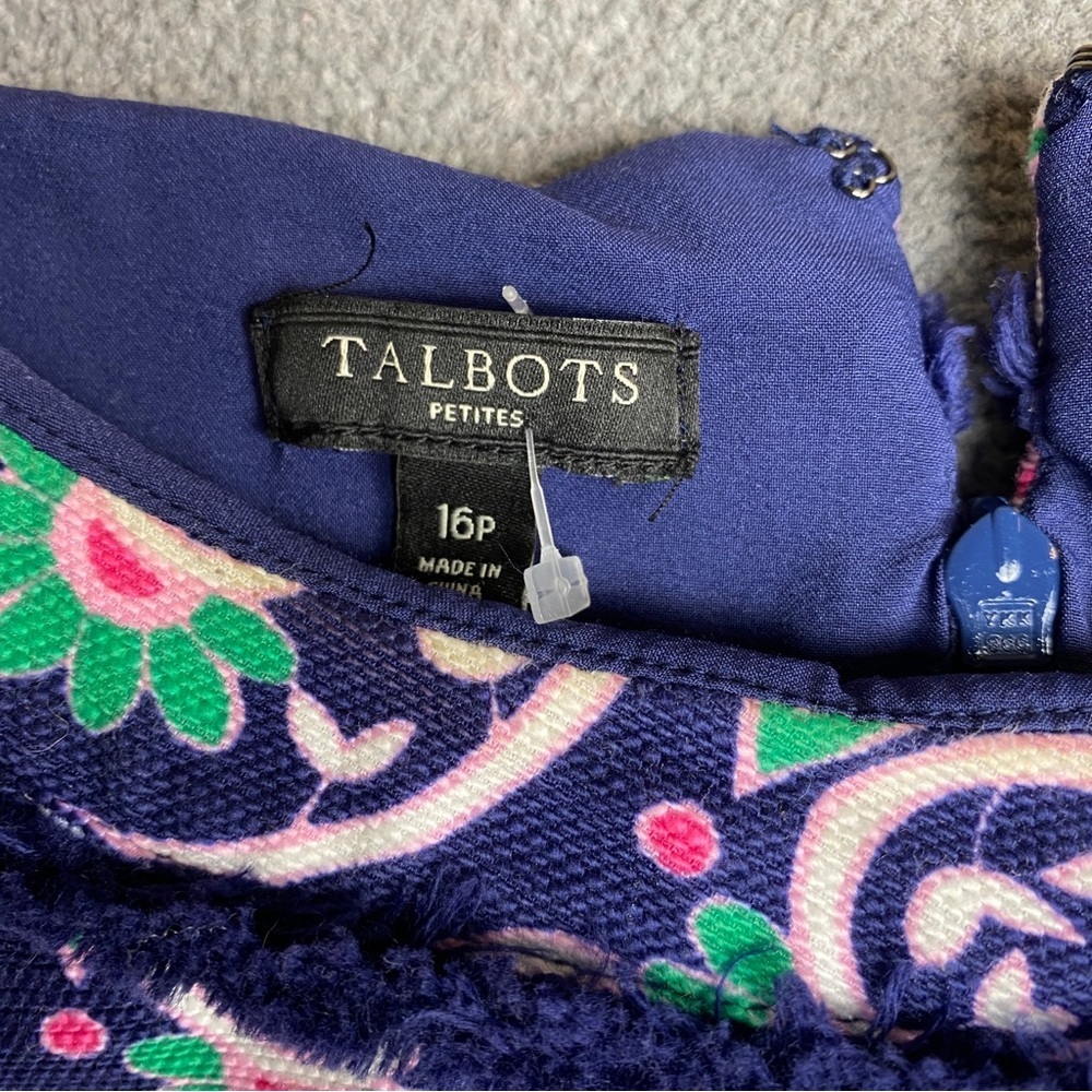 Talbots fringe trim knee length colorful sheath dress size 16P - Picture 5 of 7